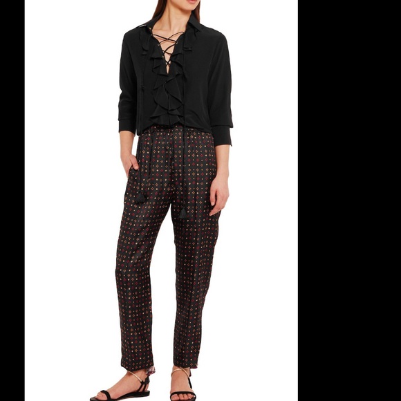 Isabel Marant S Silk Dot Printed Pants Black - Picture 9 of 12